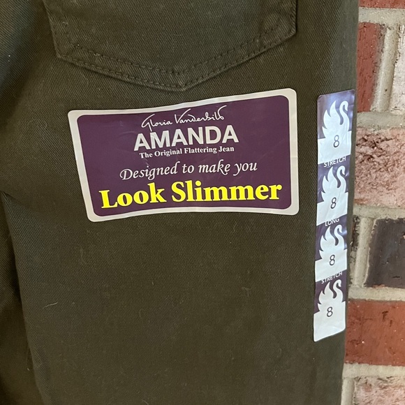 GLORIA VANDERBILT Olive Green Amanda Look Slimming Pants Size 8 NWT - Picture 10 of 14